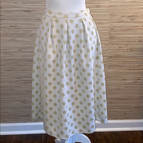 Boden Dresses & Skirts - Boden off white & gold metallic polka dot skirt 6
